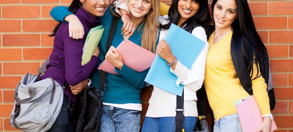 group of female college friends portrait